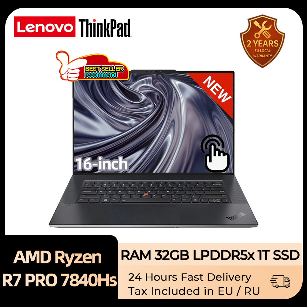 Lenovo Thinkpad Z16 6550 Laptop Ryzen 7 Pro 7840hs Radeon RX m RAM 32GB 1TB SSD 16-Zoll-Wuxga Oled Touchscreen Notebook PC