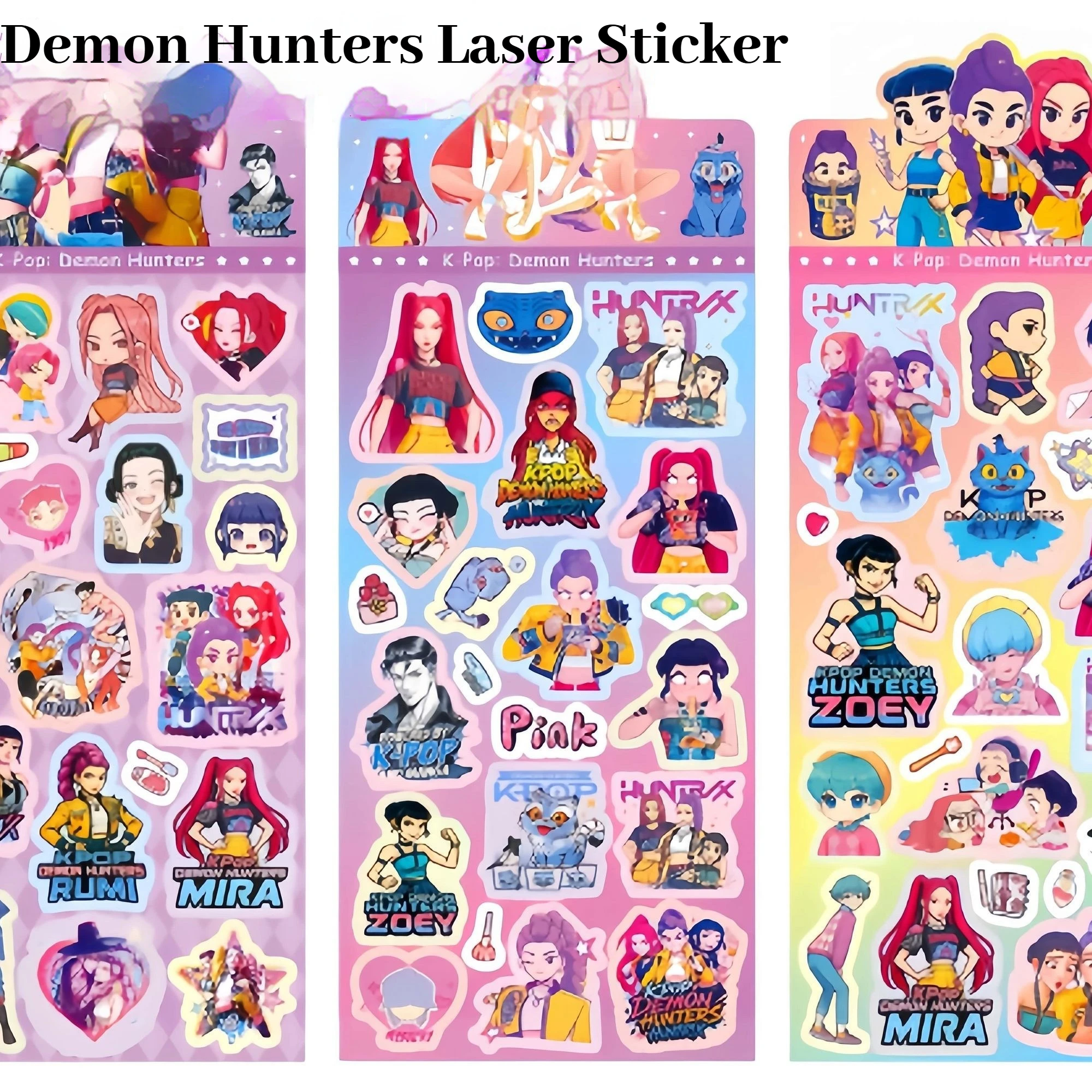Kpop caçadores de demônios guka diabo grupo masculino anime corte a laser adesivo para escritório papelaria e material escolar decoração