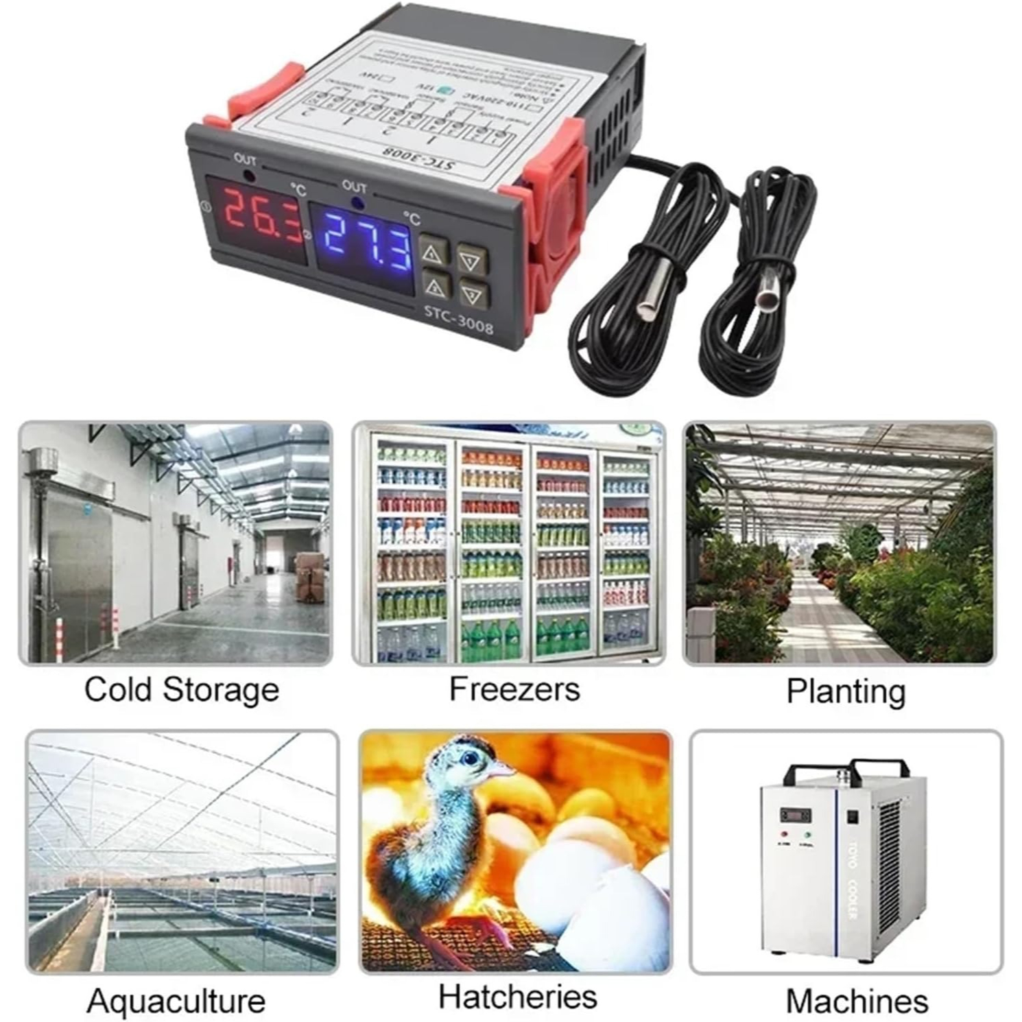 STC3008 Dual Digital Temperature Controller Two Relay Output 12V 220V Thermoregulator Thermostat With Heater Cooler STC-3008