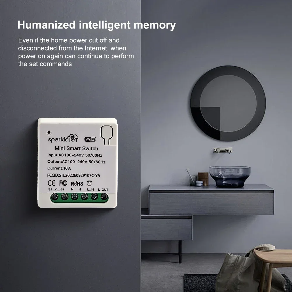 16A Matter WIFI Smart Switch Automatisierungsrelais Smart Breaker Sprachsteuerung Arbeitet mit Alexa/Google Home/Smartthings/Home-Kit Siri