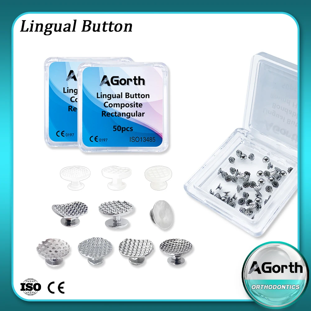 50 Teile/schachtel Dental Kieferorthopädische Lingual Tasten Metall Bondable Monoblock Mesh Loch Basis Verbund Tasten Zahnmedizin Zubehör