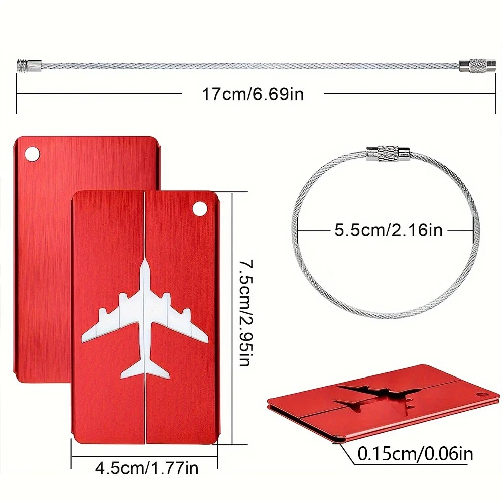 Aluminium Alloy Aircraft Luggage Tag with Name Travel Luggage Tag ID Card Anti-lost Solid Colour Travel Accessories