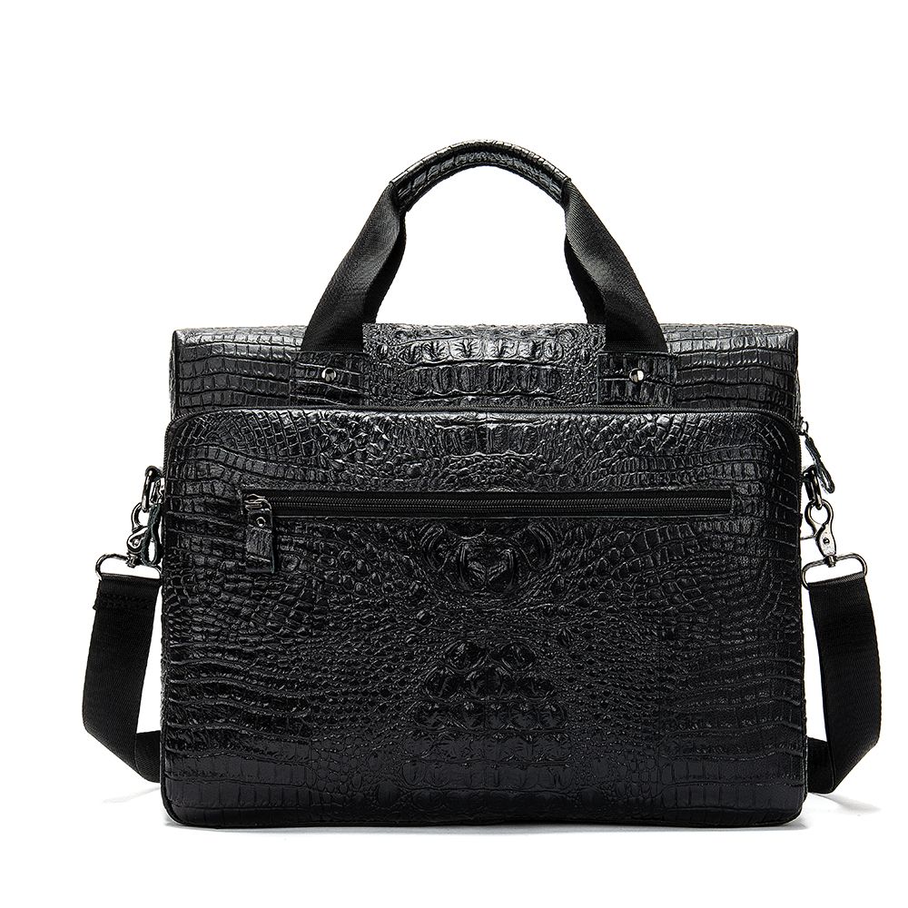 WESTAL Men Briefcase Men's Bag Genuine Leather Office Bags for Men Laptop Bag Leather Briefcase Men Croco Design Computer Bags