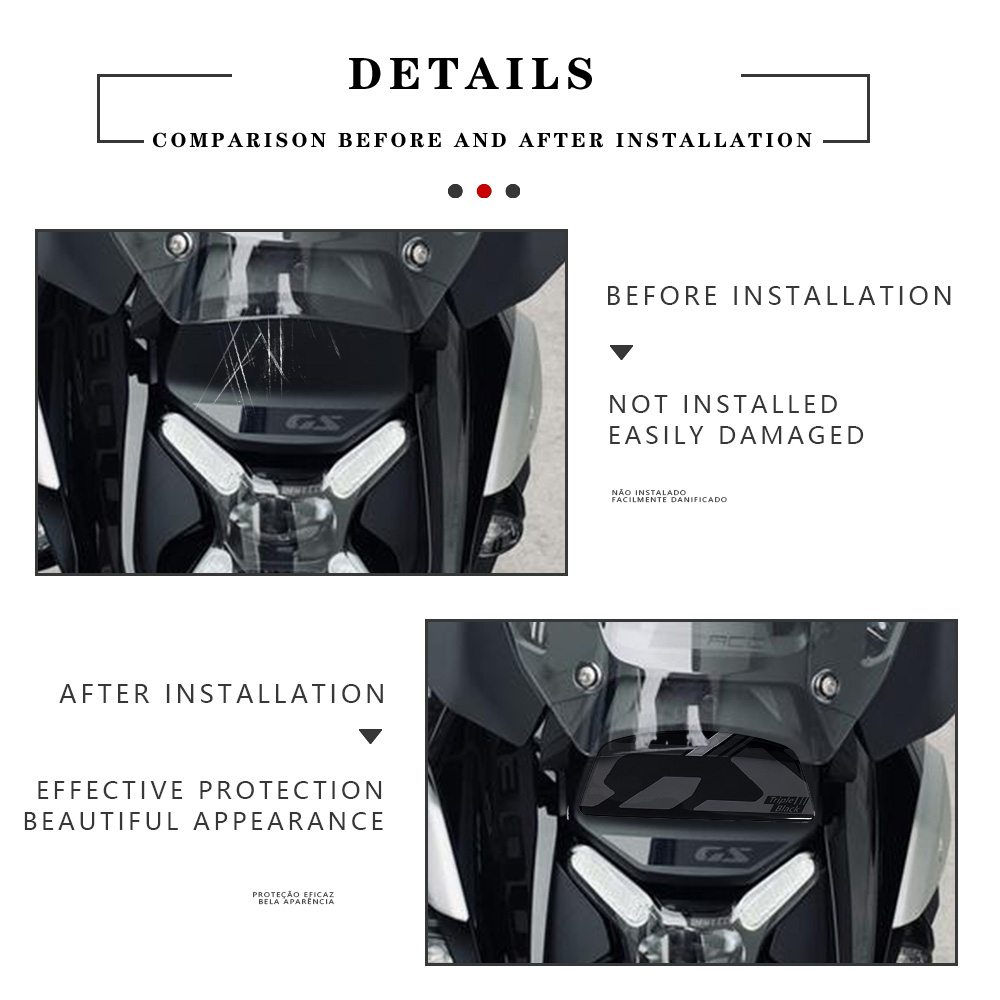 For R 1300 GS R1300GS GS 1300 2024- Option 719 Triple Black Trophy 3D Sticker Radar Protection Sticker