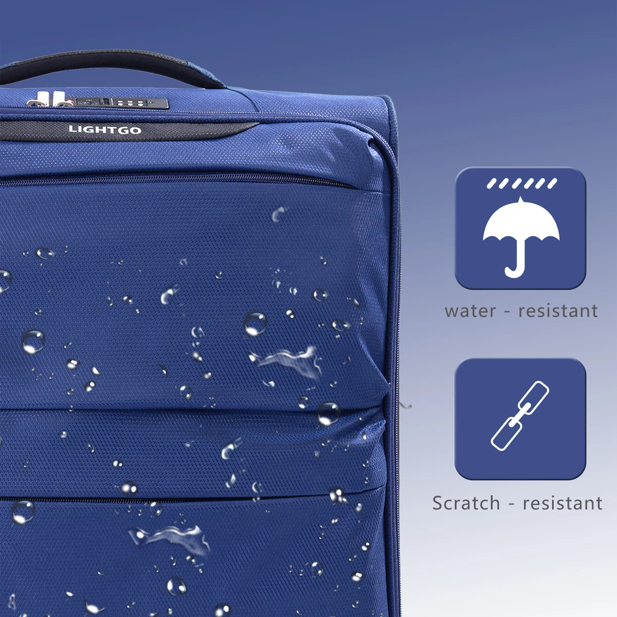 LightGo Ultraleichtes Gepäck, wasserdicht, erweiterbar, großes Fassungsvermögen, 8-Rad-Silent-Spinner, Check-in-Handgepäcktasche