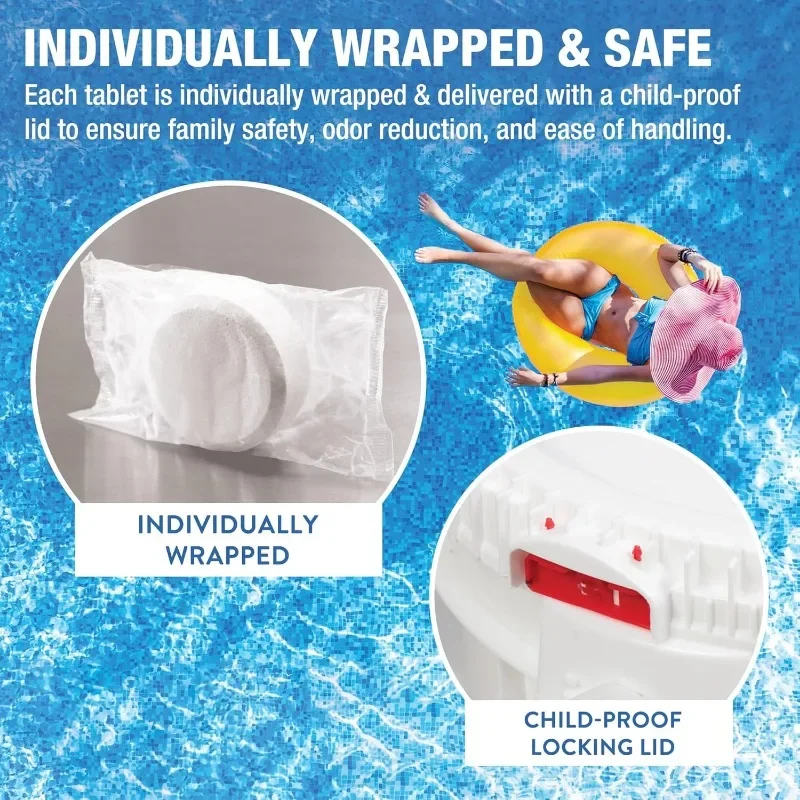 3 Inch Stabilized Chlorine Tablets | Pro-Grade Pool Sanitizer, Long Lasting, Slow Dissolving, 99% Pure Tri-Chlor, Individually
