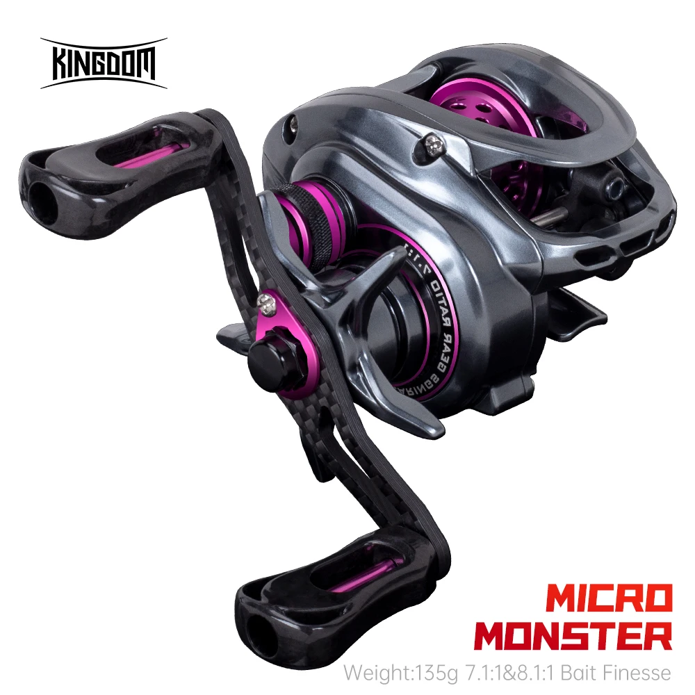 Kingdom Baitcasting Fishing Reel 135g Ultra Light Spool Bait 7.1:1 8.1:1 4kg Micro Monster Shallow Spool Light Game Coil