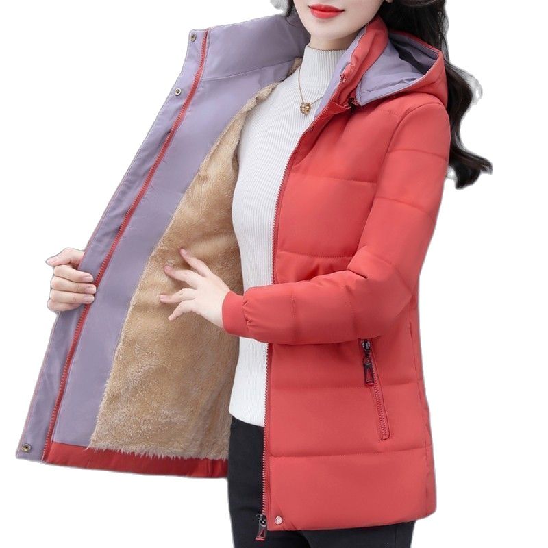 Afneembaar Parka Winddicht Jack Dames Winterjas Pluche En Verdikt High-End Dames Korte Katoenen Jas Patchwork