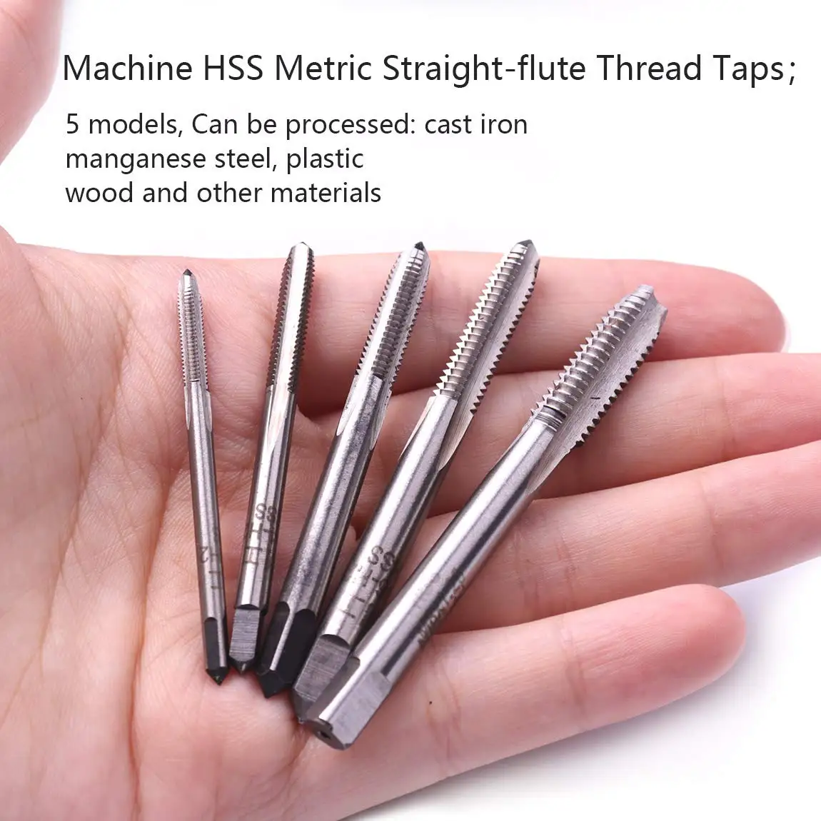 Rubinetto per filettatura manuale con scanalatura dritta da 5 pezzi da M3 a M8 Set di strumenti hardware per maschiatura rapida e filettatura interna