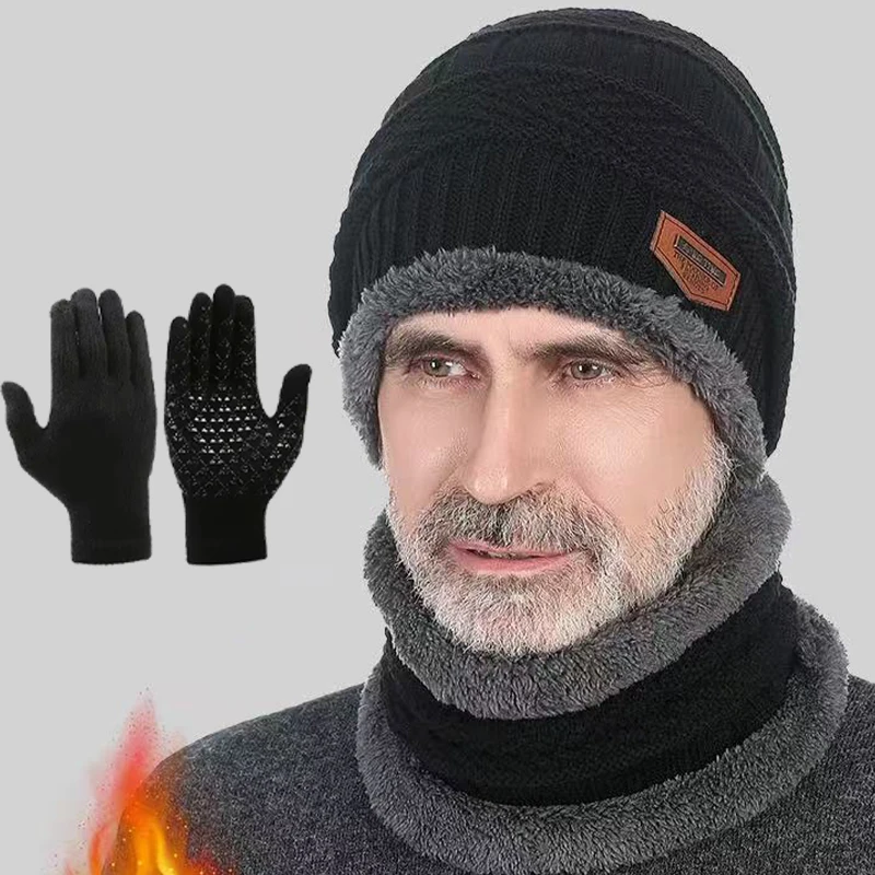 2 pçs + 1 par inverno quente veludo chapéu cachecol luvas conjunto chapéus de inverno boné de malha masculino e feminino chapéu de veludo coral velo cachecol ao ar livre livrar