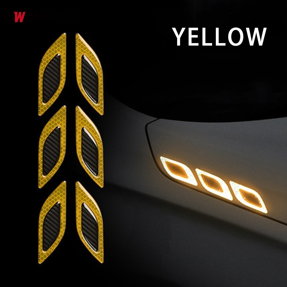 6pcs/Set Car Reflective Stickers Anti-Scratch Safety Warning Sticker for Moto Truck Auto Motor Exterior Decorative Accessories