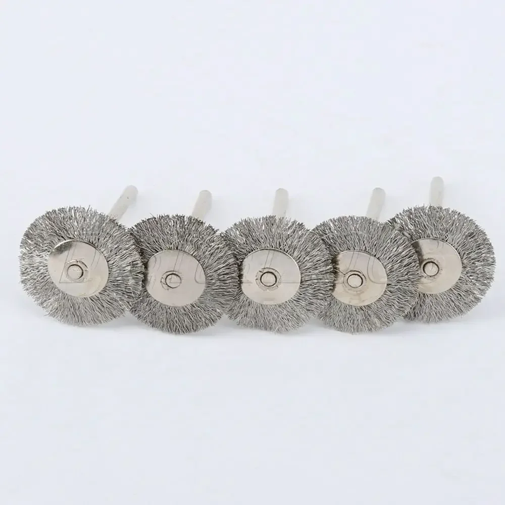 ステンレス鋼線ホイール付きブラシ,ロータリーポリッシュツール,ダイグラインダーアクセサリー,25mm,5個