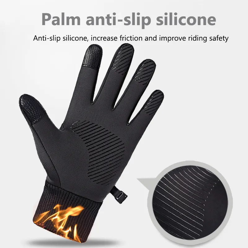 Winter Warm Volledige Vingers Waterdicht Winddicht Fietsen Buitensporten Hardlopen Motor Ski Touchscreen Fleece Handschoenen