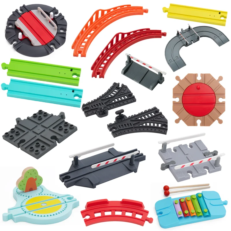 Accesorios de vía de tren de madera, juguetes de ferrocarril cruzado, accesorios de diseño de escena de tren, juguete para niños pequeños, regalos
