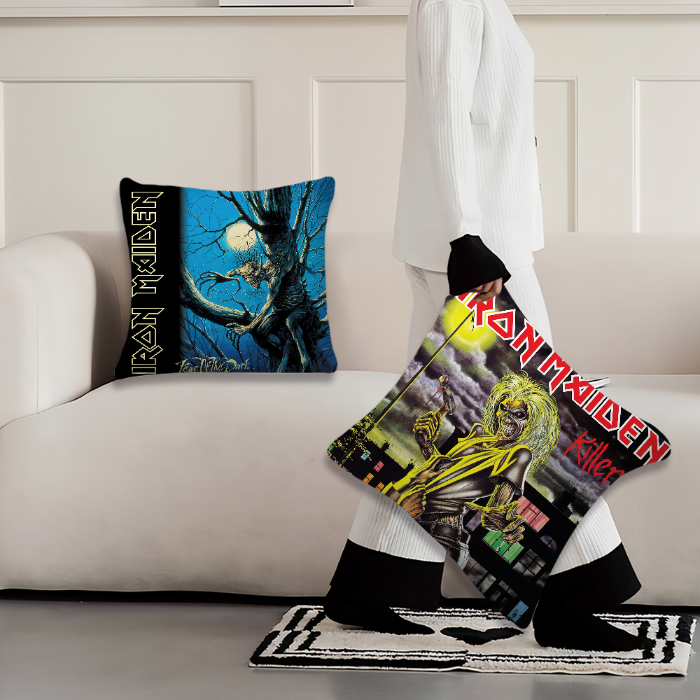 I-Iron Maidens Heavy Rock Band Pillow Case Living Room Accent Couch Back Support Square Lounge Restful Nap Companion ﻿