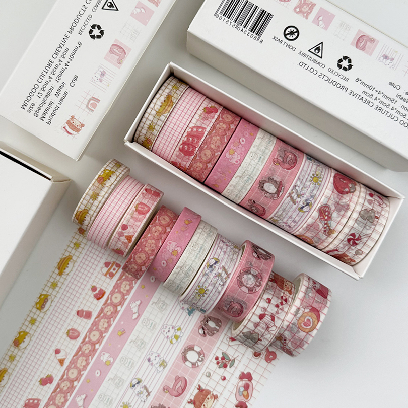 10 個グリッド和紙テープ学用品レトロ和紙テープ日記装飾かわいいスクラップブッキング用品装飾粘着テープ