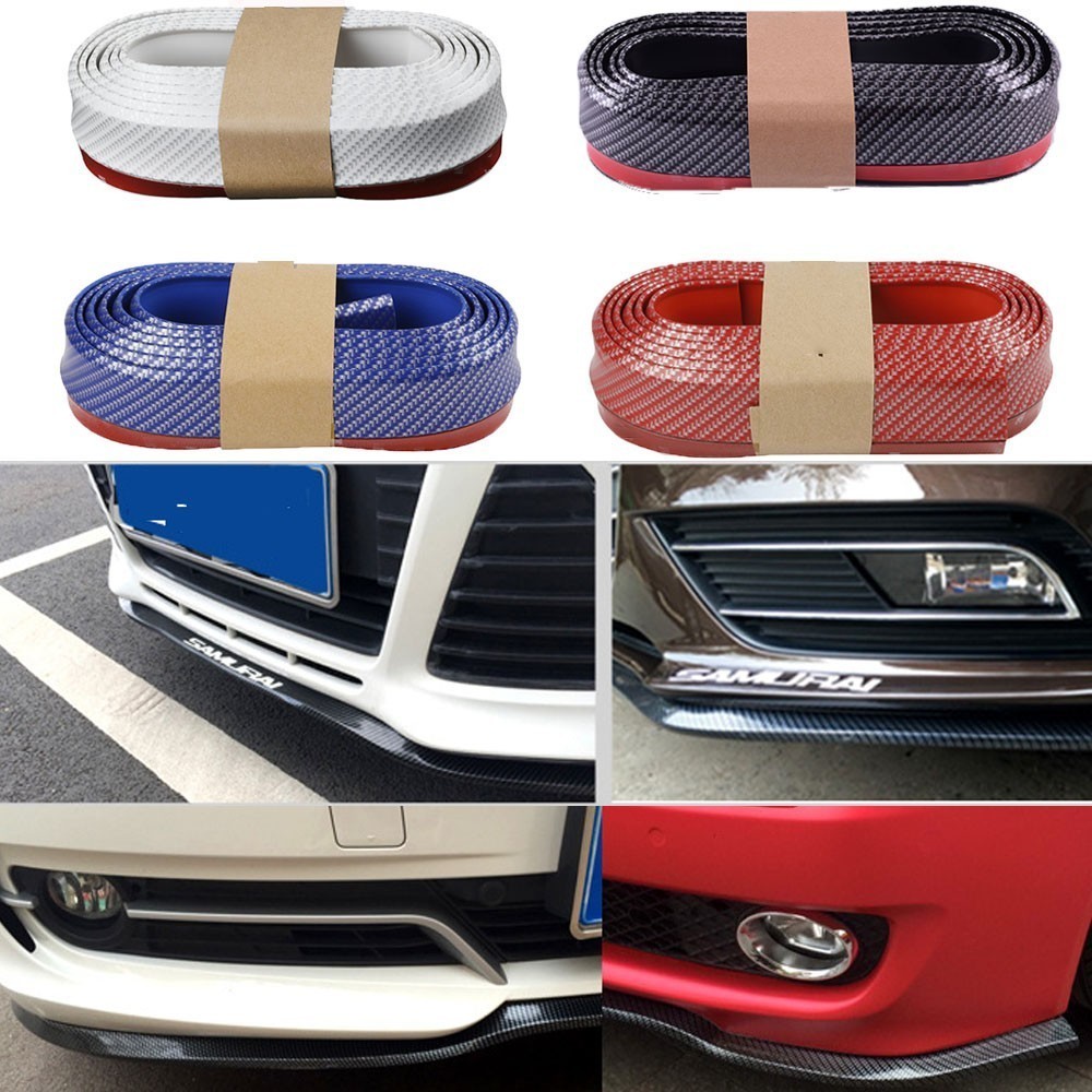 Amortecedor dianteiro do carro lábio de fibra carbono borracha protetor universal pára-choques tira spoiler saia lateral borracha anti risco protetor