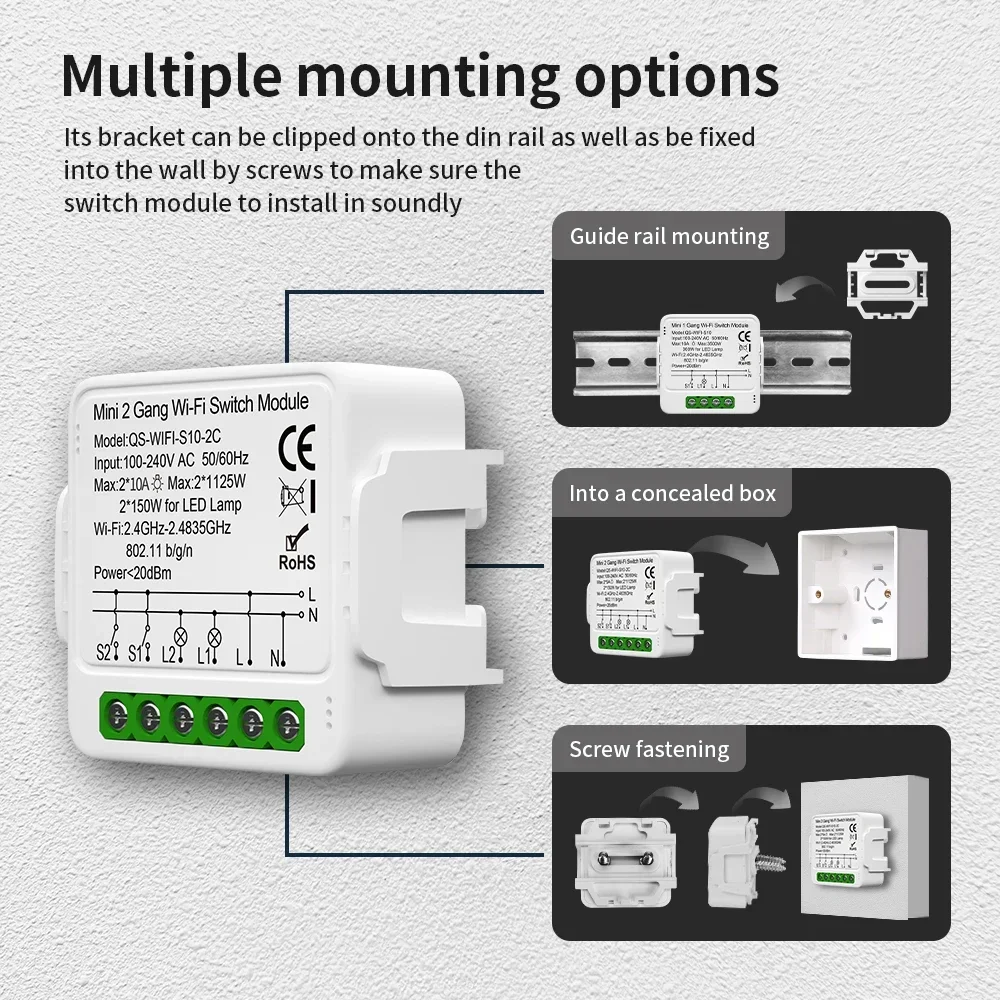 TNCE-interruptor de luz Tuya, atenuador de cortina WIFI Zigbee, MINI módulo inteligente DIY, interruptor de Control de 2 vías, persianas enrollables