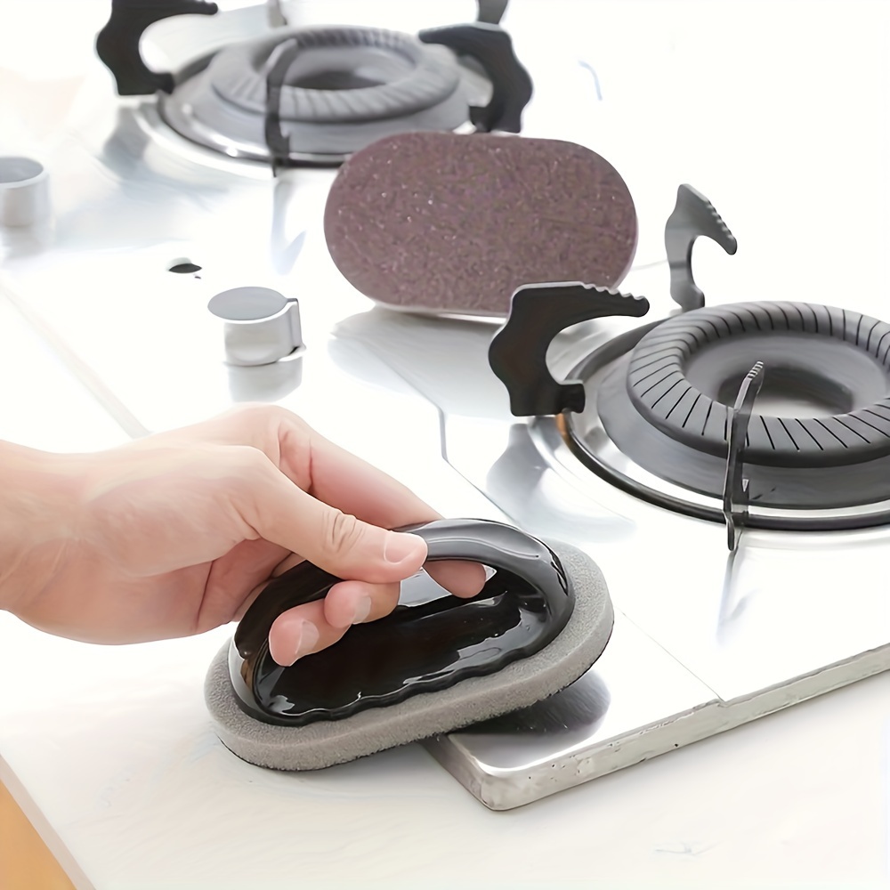 Kitchen Cleaning Brush Household Magic Eraser Washing Dishes With Diamond Sand Scouring Cloth Sponge Eraser With Handle Tool