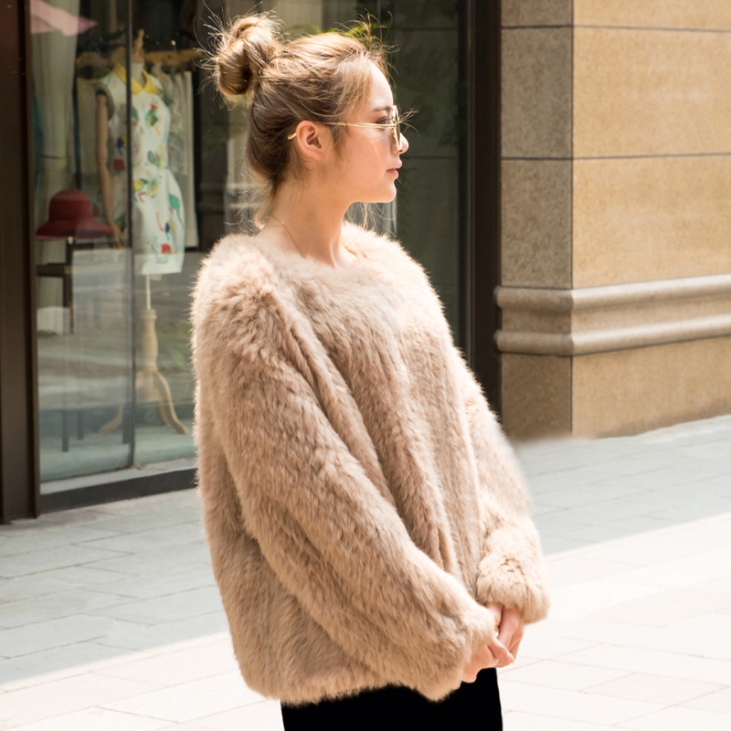 Suéter de piel de conejo Real para mujer, abrigo hecho a mano, chaleco natural, tendencia femenina