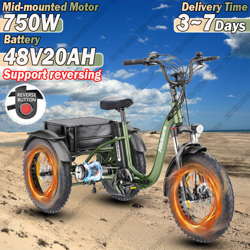 Hidoes Elektro Dreirad 750W Motor 48 v20ah Lithium Batterie Stadt falten Elektro Dreirad Erwachsene 20*4,0 Fett Reifen Mountain E-Bike