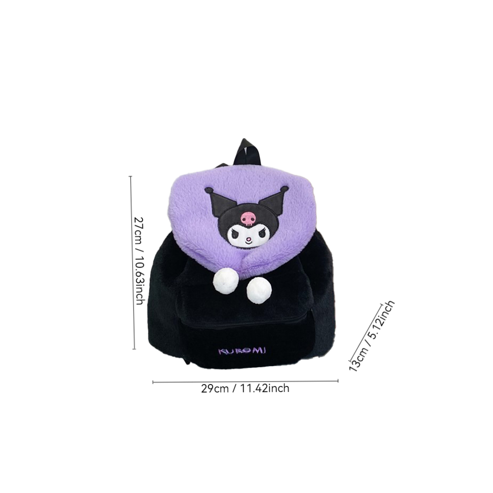 Sanrio Kuromi Melody การ์ตูนน่ารักลูกสุนัข Plush Flip กระเป๋าเป้สะพายหลังผู้หญิงขนาดใหญ่ความจุน่ารัก Kawaii การ์ตูนโรงเรียนกระเป๋า Mochila