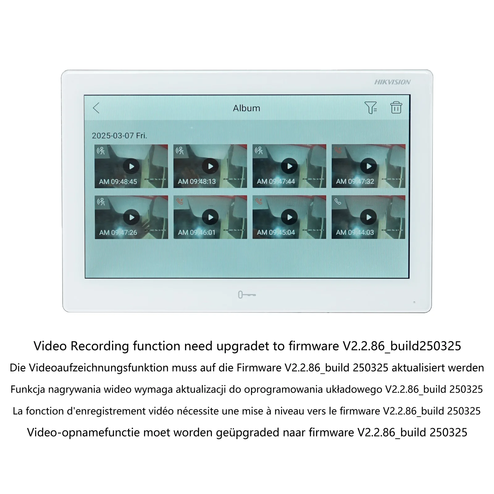 HIKVISION internationale versie 10 inch DS-KH9510-WTE1(B) binnenmonitor, 802.3af POE, app Hik-connect, WiFi, video-intercom