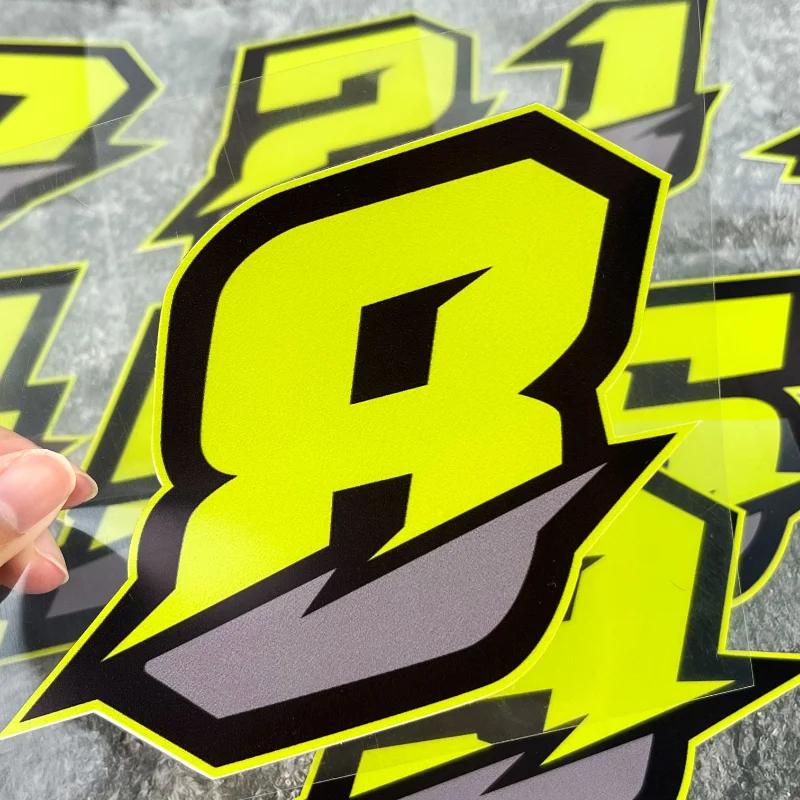 0123456789   Pegatinas de número verde para motocicleta, carenado de tanque de combustible, impermeables, DIY, casco de motocicleta, protector solar, calcomanías de vinilo de 0 a 9