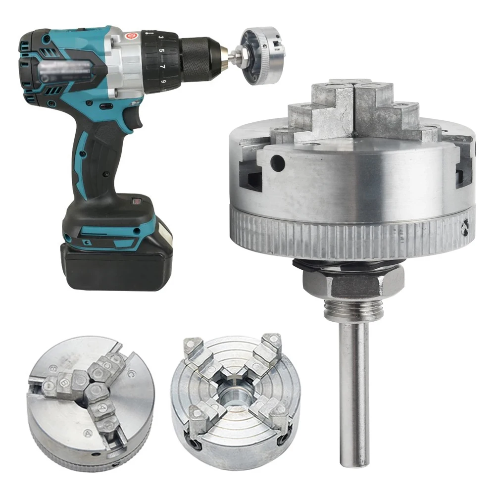 Zinc Alloy 4-Jaw/3-Jaw Lathe Chuck Connecting Rod Self Centering Wood Turning Chuck Optional Clamp for Mini Metal Lathe