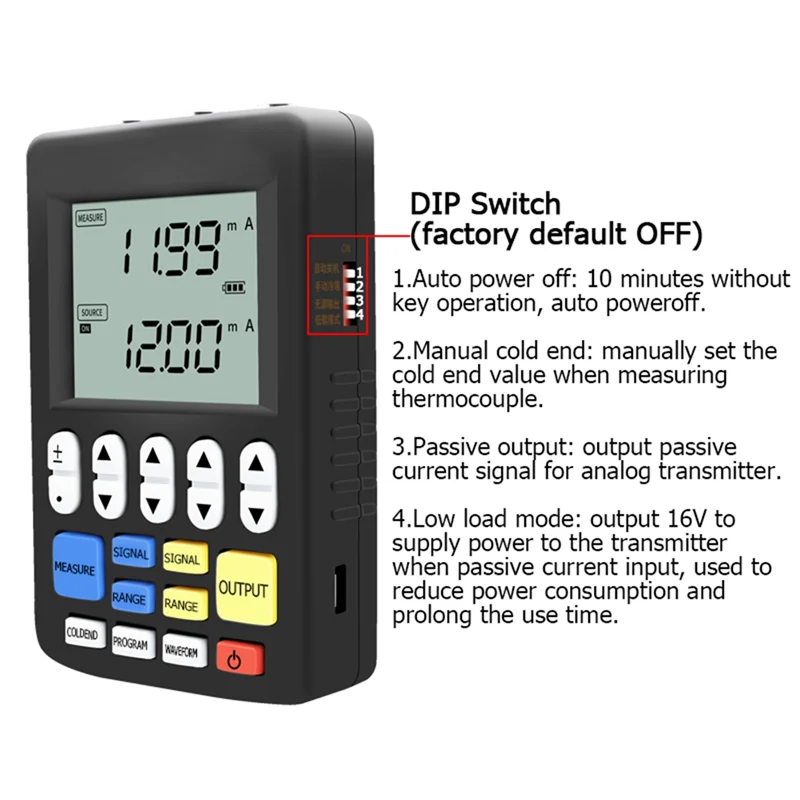 Multifunction Signal Generator 4-20Ma Current Voltage RTD Thermocouple Signal Source Handheld Process Calibrator-A32R