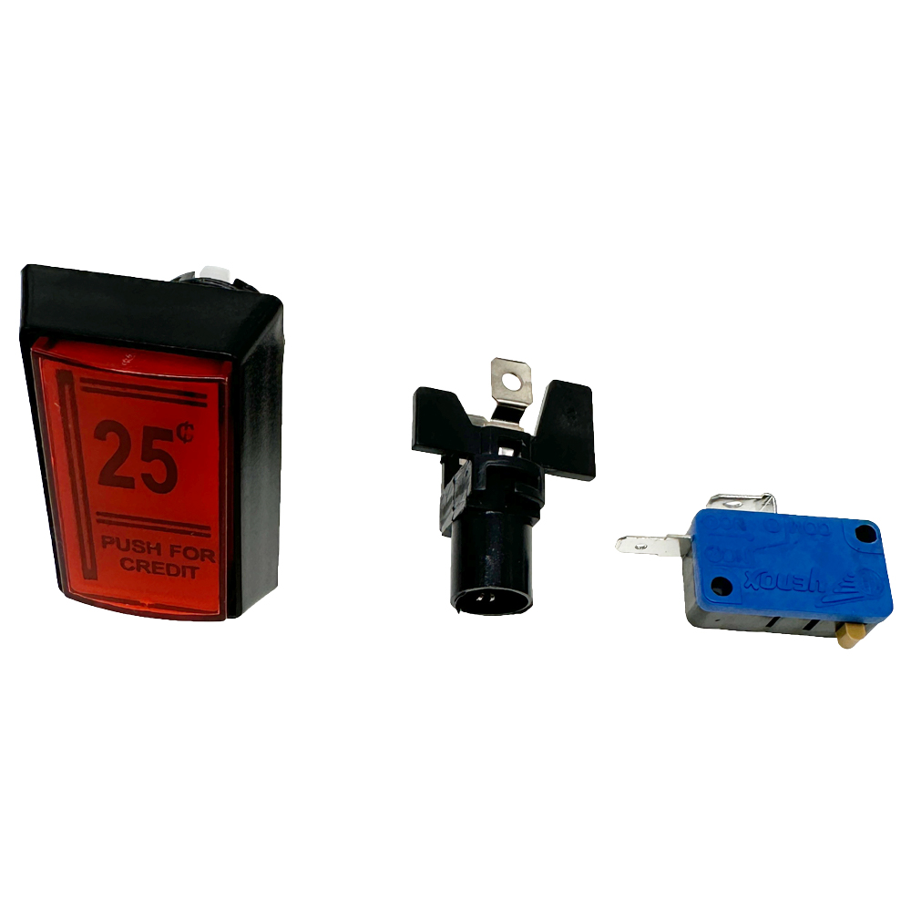 1PCS Arcade Push Button 25 Center Red Push for Credit Coin Operated Gamed Game Led rectangular buttons with Micro Switch