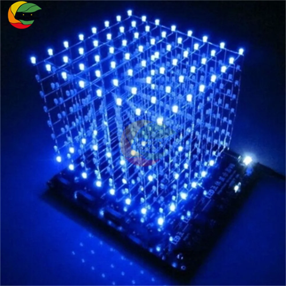 3D 8x8x8 Color Light Cube DIY Kit 8x8x8mm Led Light Cube Parts Computer Music Spectrum Microcontroller Electronics DIY Maker Kit