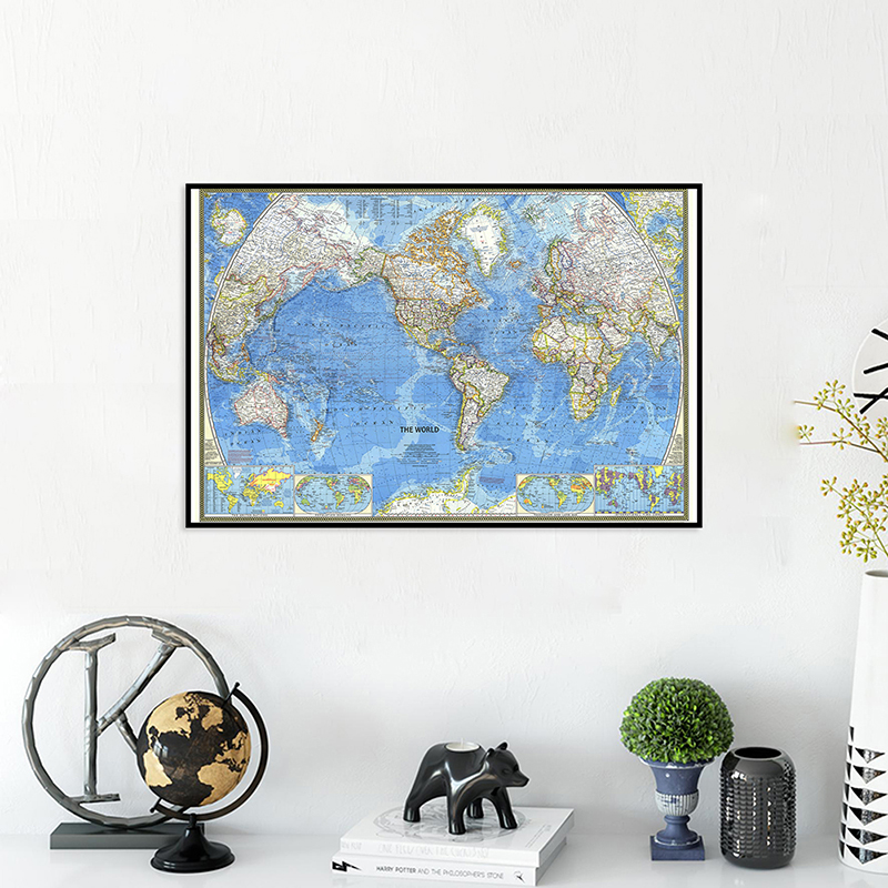 1 Máy Tính Bản Đồ 59*42Cm Quả Cầu Bản Đồ Thế Giới 1970 Miếng Dán Tường Không Dệt Giấy Dán Tường Cho Gia Đình trang Trí Phòng Ngủ Trường Giáo Dục Tiếp Liệu