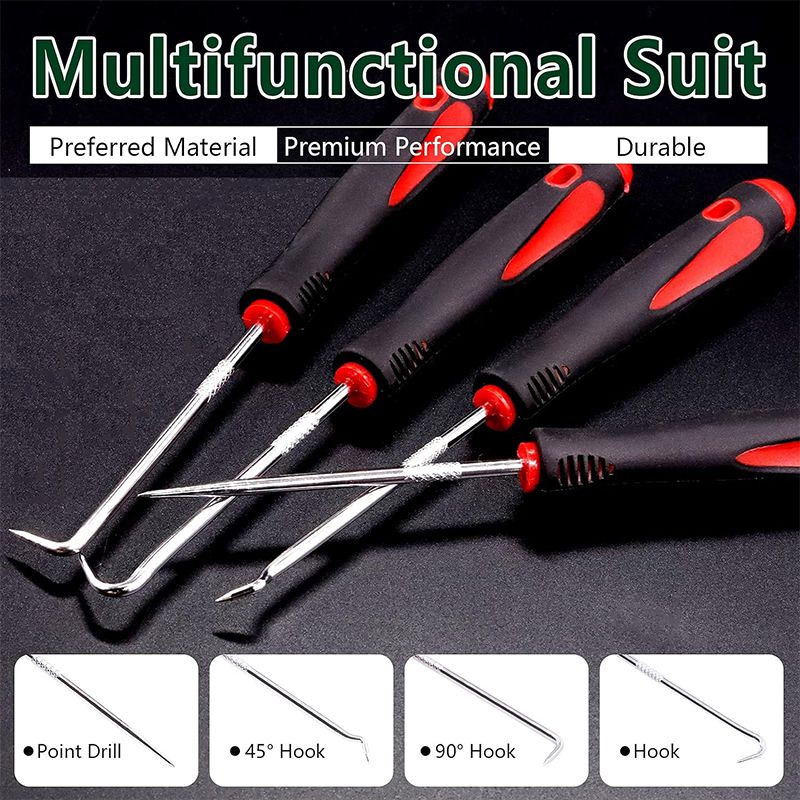 4 個ピックとフックセット車の自動車オイルシール/O リングシールガスケットピックフックプラーリムーバータイヤストーンクリーニング自動車メンテナンスツール