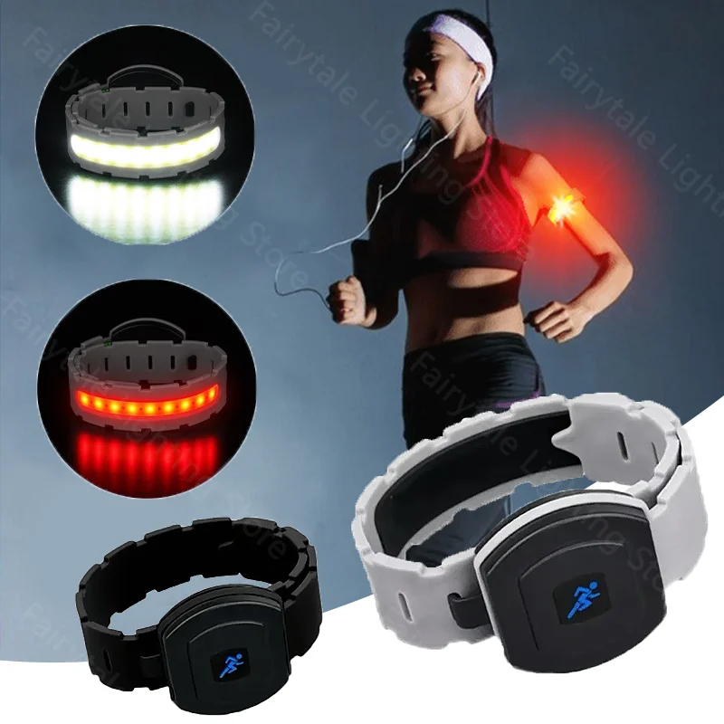 Brazalete de luz LED COB recargable por USB, 400mAh, 3 modos, luz de advertencia deportiva para correr de noche, IPX4, resistente al agua