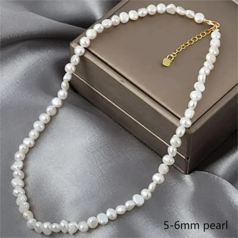 Thật Tự Nhiên Baroque Ngọc Trai Nước Ngọt Choker Vòng Đeo Cổ Cho Nữ Cô Gái Tặng, trắng Phổ Biến AA 8-9Mm Trang Sức Ngọc Trai Vòng Cổ