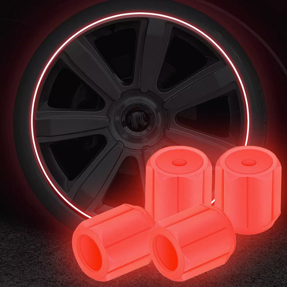 4 pçs tampas de válvula de pneu luminosa carro motocicleta brilhante tampa da válvula pneu roda hub estilo brilhante tampa do pneu ferramenta acessórios automóveis