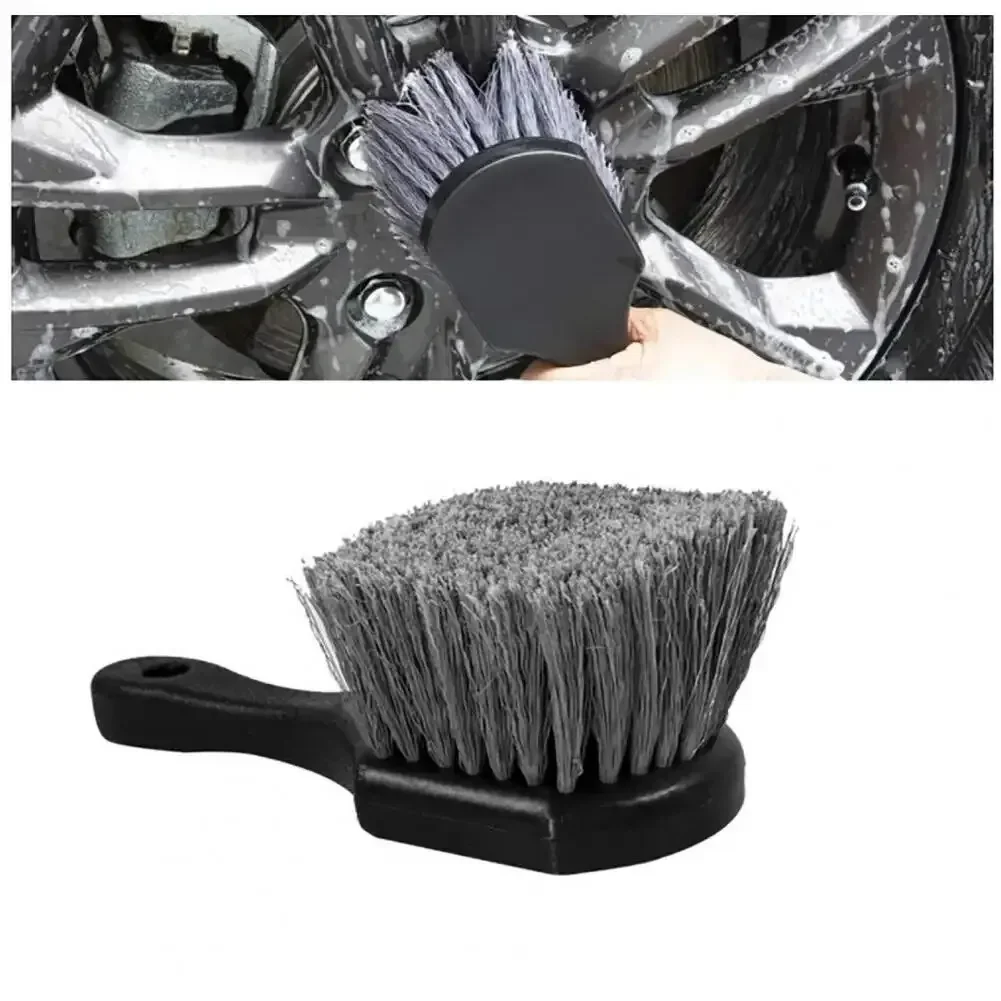 Escova de limpeza de pneus de carro, cabo curto, escova de cubo de roda, limpeza de lacunas de pneus, ferramentas de limpeza e cuidado, escova de pneus de carro, 1 peça