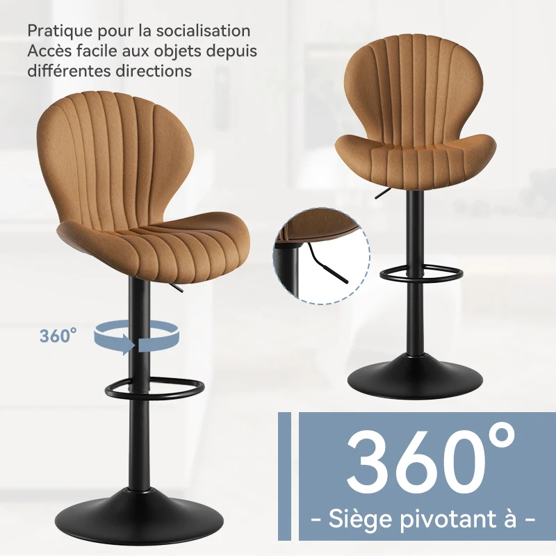 2 unids/set silla de bar giratoria moderna, 360 °   Taburete de bar de altura de mostrador ajustable, con respaldo sin pasamanos, adecuado para bar,