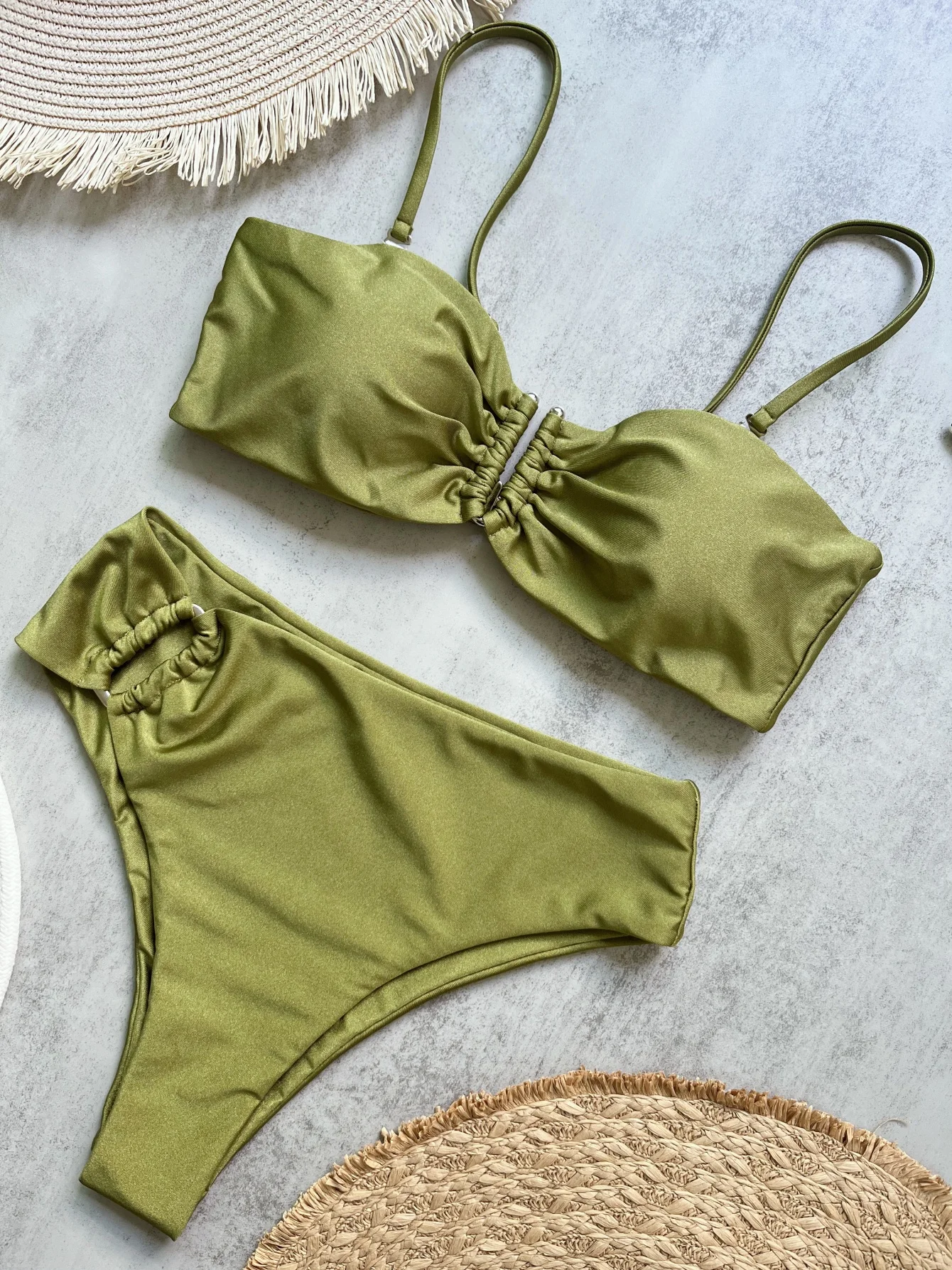Bandeau bikini push up maiôs femininos 2024 sexy feminino banho conjunto de biquíni brasileiro tanga biquini fatos de banho sólido beachwear
