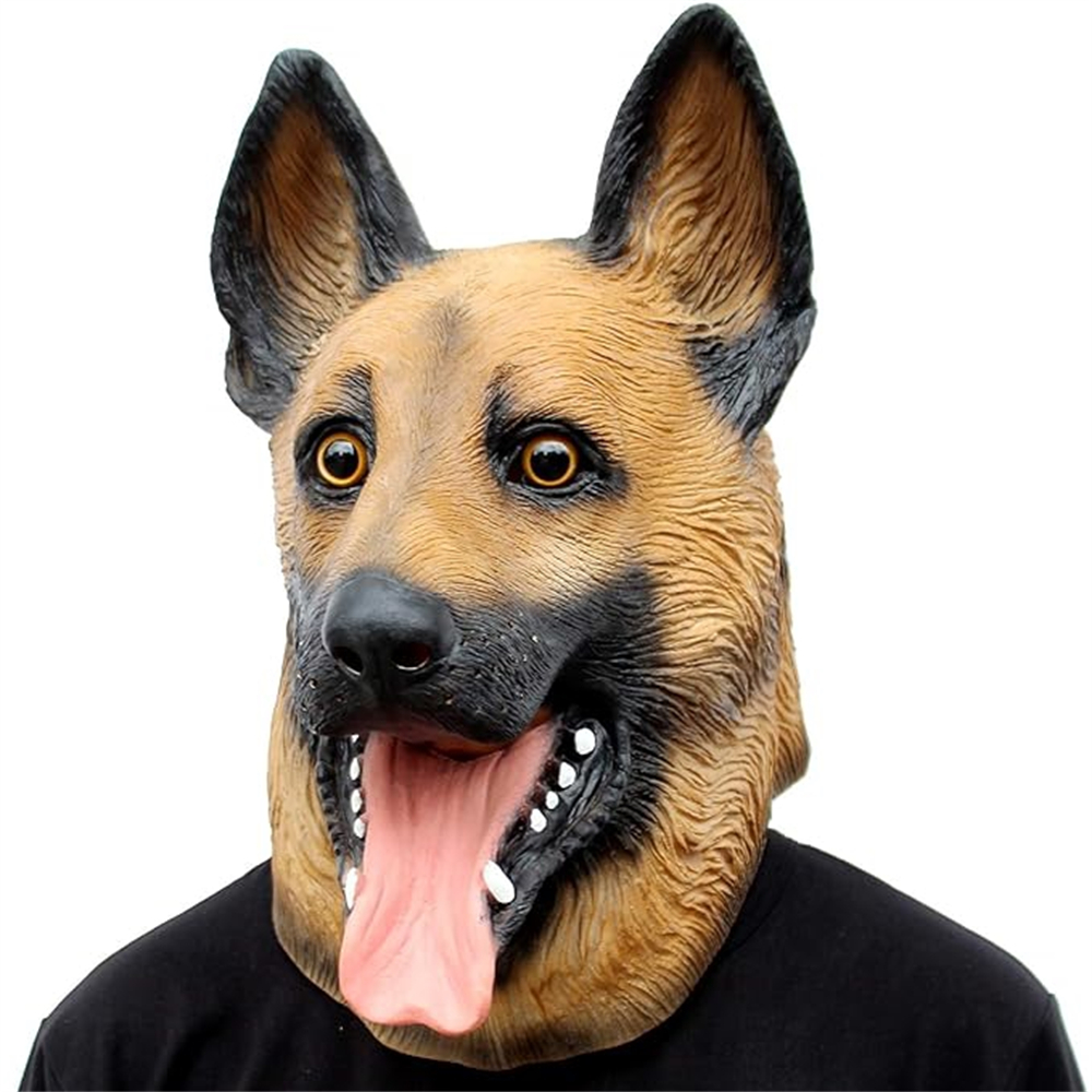 ジャーマンシェパードマスクハロウィンパーティーコスプレ動物衣装牧羊犬犬ヘッドマスクおかしい現実的な動物全頭ラテックスマスク