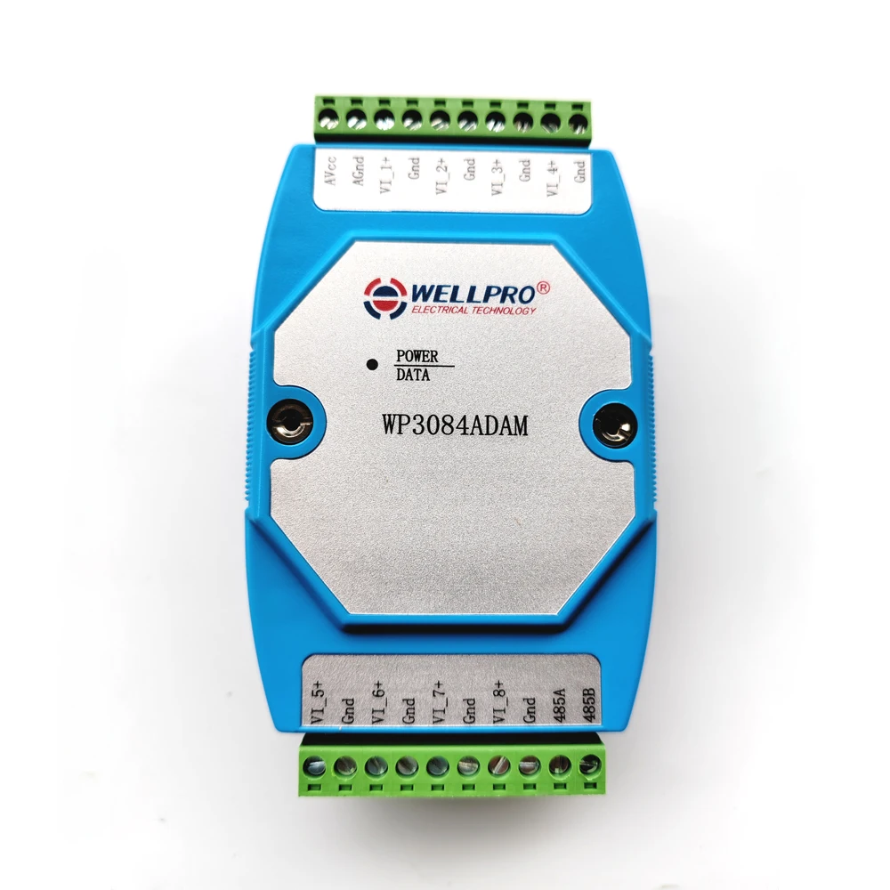 WP3084ADAM 8VI 0-10V Analoge Ingangsspanning Acquisitie Module RS485 Modbus Rtu Communicatie Wellpro