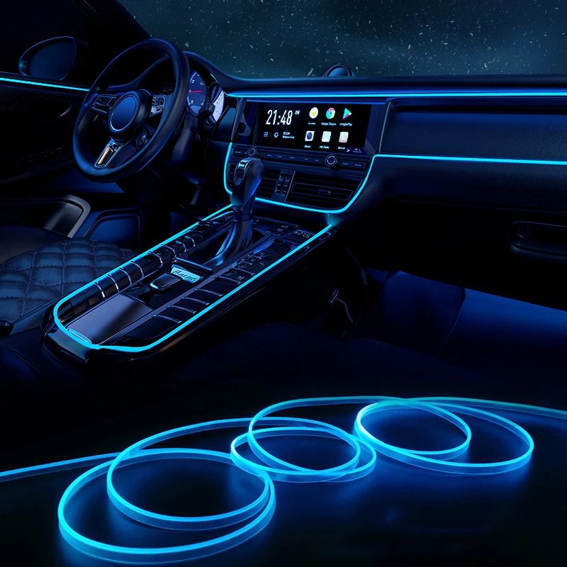 3M-5M Lampada d'atmosfera EL Linea di luce fredda con cruscotto decorativo fai-da-te Console Auto LED Luce ambientale Accessorio per interni auto