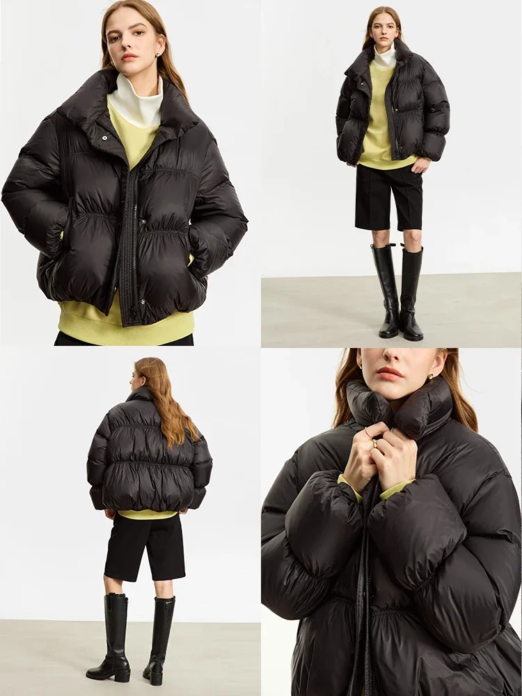 Amii minimalista jaqueta de inverno feminina com zíper botão quente casacos curtos 2025 inverno nova jaqueta feminina sólida 12344053