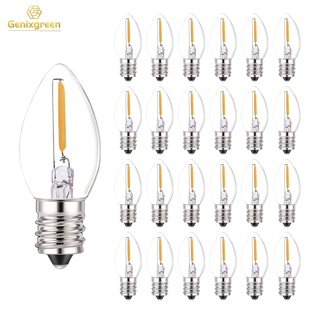 Genixgreen C7 LED-Nachtlichtbirne, 0,5 W, dimmbar, E12 E14-Sockel, warmweiß, 2700 K, Kronleuchter, Salzlampe, Ersatz-Mini-Kerzenbirne