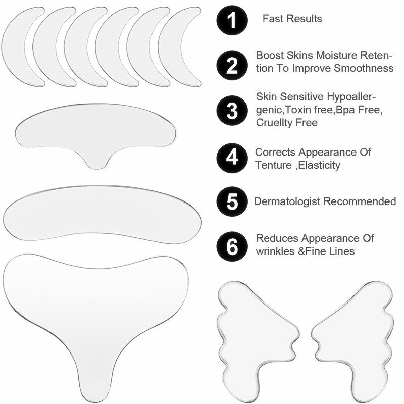 16 Stuks Anti Rimpel Sticker Siliconen Herbruikbare Gezicht Voorhoofd Hals Huidverzorging Lifting Patch Anti Aging Faci Facial Verstevigende Pad