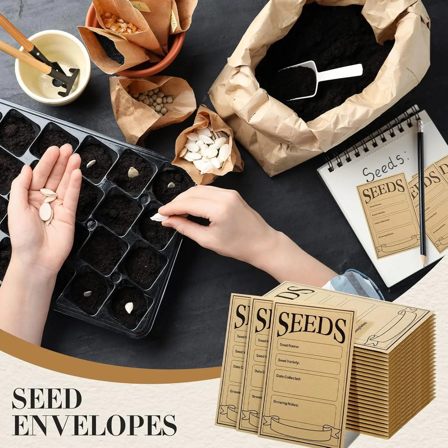 50/100/150 Pcs Seed Envelopes Resealable Seed Packets 3.15 x 4.72 Inch Secure Tiny Seal Saving Envelopes(Brown)