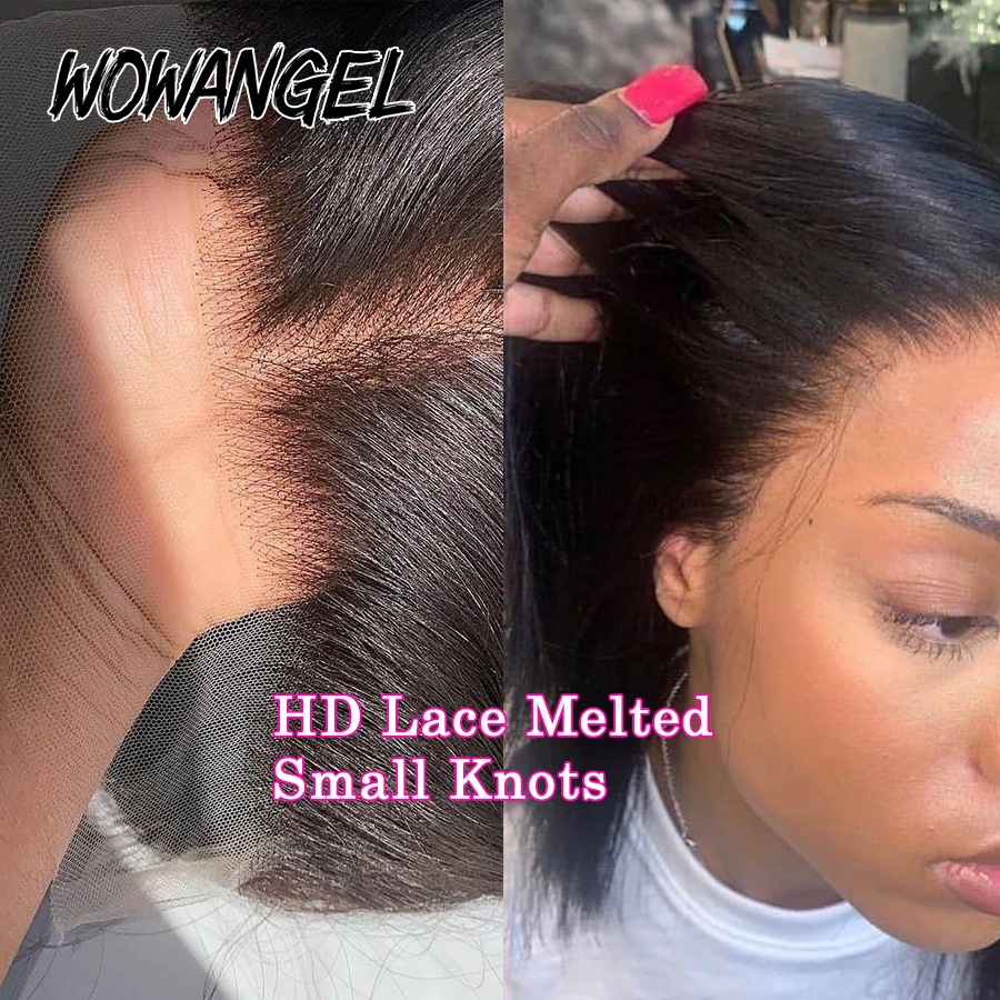 Wow Angel 13x4 13x6 HD レースフロントのみメルトスキン ブラジリアンストレート人毛 5x5 6x6 HD レース閉鎖事前摘み取り無料部分