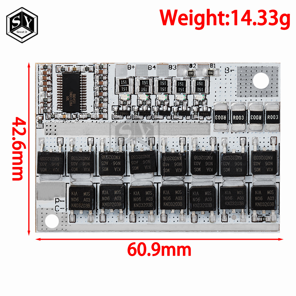 3s/4S/5S Bms 12v 16.8v 21v 3.7v 100a Li-ion Lmo Placa de circuito de proteção de bateria de lítio ternária Li-polímero de carregamento de equilíbrio