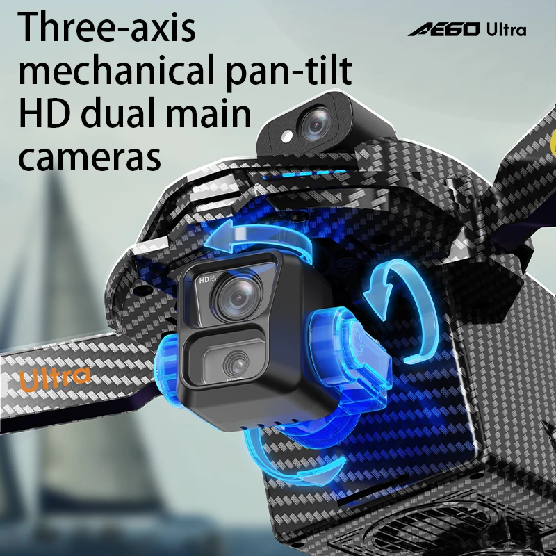 Novo drone gps profissional a60 com câmera 8k, gimbal de 3 eixos, 5g, wi-fi, sem escova, quadricóptero rc, controle de tela, airdrop, segurança